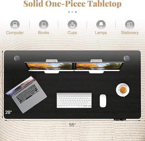 Miniatura 64 de Tangkula Mesa universal de madera, 55 x 28 pulgadas, 1 pieza de escritorio para marco de escritorio estándar y sentado a pie, encimera de oficina