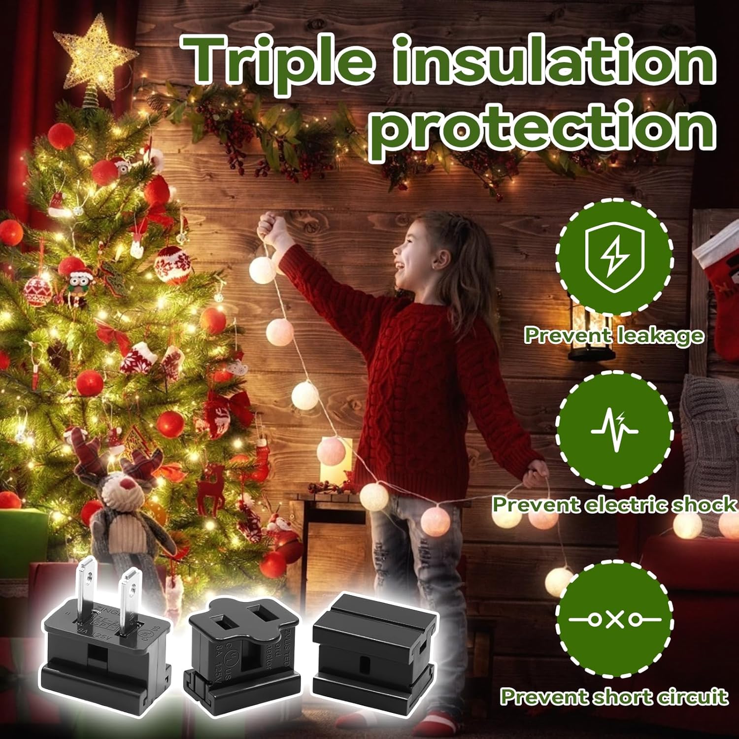 SPT-1 Vampire Plug Black Combo Kit Sliding Plugs for SPT-1 Cables for Indoor and Outdoor Christmas Holiday Party Decoration Lighting Inline Adapter, Male Female Wire Connector 30PCS