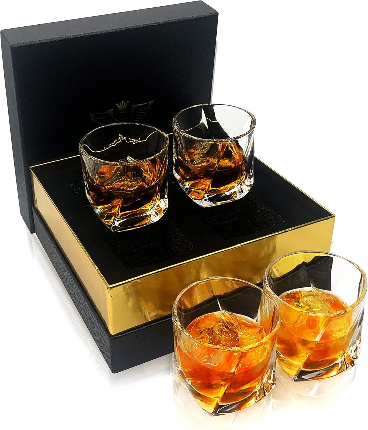 Uр Tо 50% оƒƒ Crystal Whiskey Glasses With Luxury Gift Box, Set of 4 Rocks Old Fashion Scotch Glasses, Premium Glassware Whiskey Gifts for Men, Barware for Bourbon, Liquor and Cocktail Drinks Crеаtіvе Prоduсt Crystal Whiskey Glasses With Luxury Gift Box, Set of 4 Rocks Old Fashion Scotch Glasses, Premium Glassware Whiskey Gifts for Men, Barware for Bourbon, Liquor and Cocktail Drinks