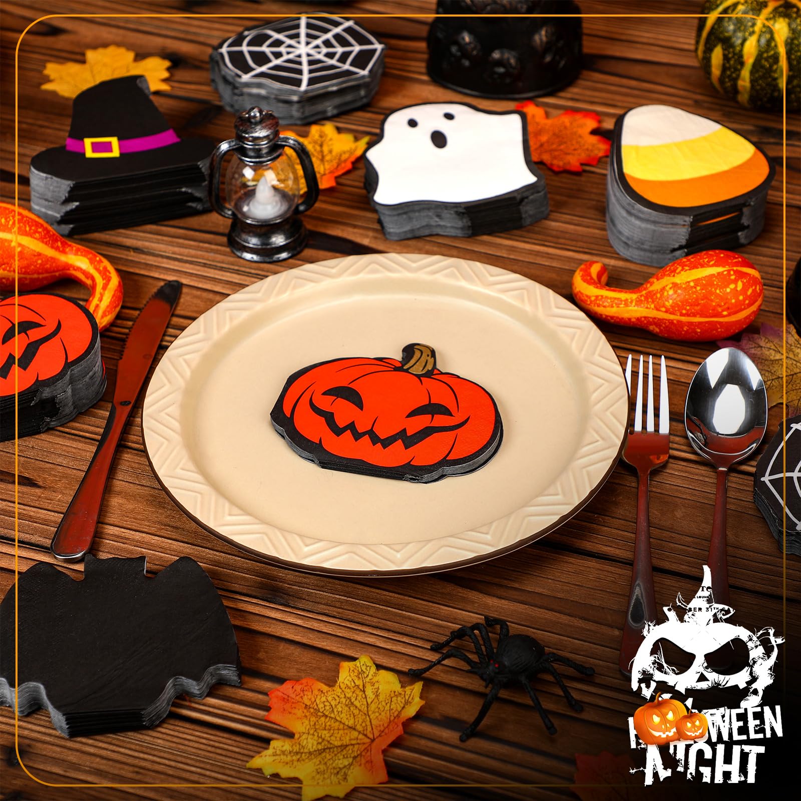 40 Halloween Servietten Mit Geister-Motiv - 33x33cm Party Servietten Weiß