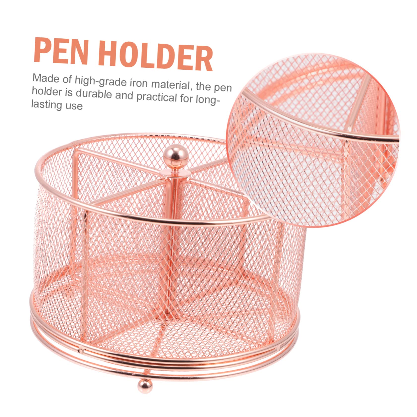 jojofuny Portaoggetti Girevole Metallo per Ufficio e Casa Organizer con Design Rotante e Multi Scomparti Rosa Oro per Cancelleria e Cosmetici Stoccaggio Compatta e Pratica per Scrivania
