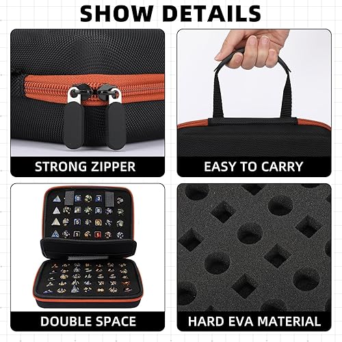 Miniatura 3 de DND - Estuche para dados con bandeja ranurada extraíble para almacenamiento de dados, compatible con juegos de rol y otros juegos de mesa, con