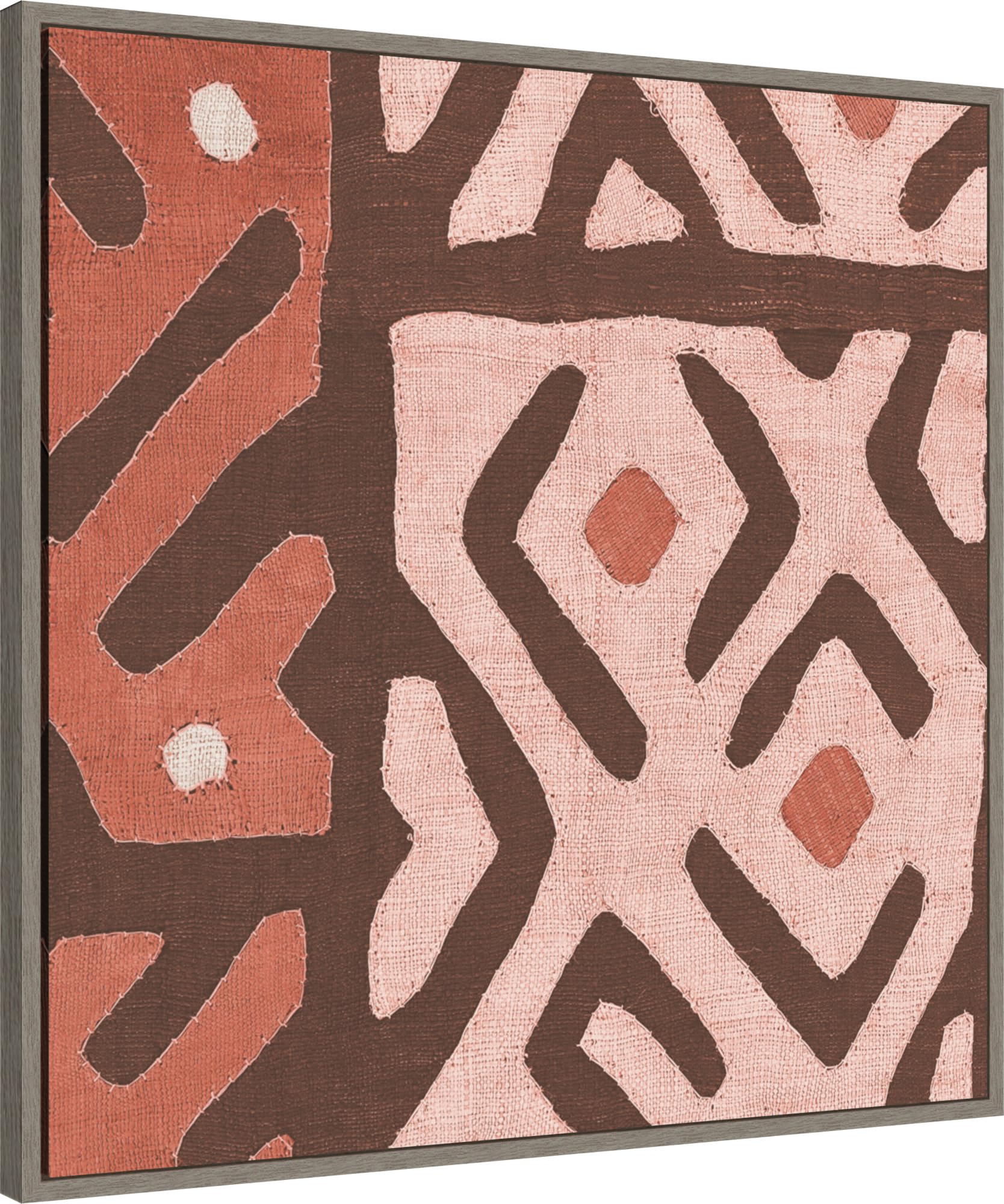 Amanti Art Framed Canvas Wall Art 30x30 Kuba Cloth I Square I Blush by Wild Apple Portfolio, Framed Wall Art Canvas, Abstract Artwork, Country Rustic Decor, Large Poster Painting for Living Room,