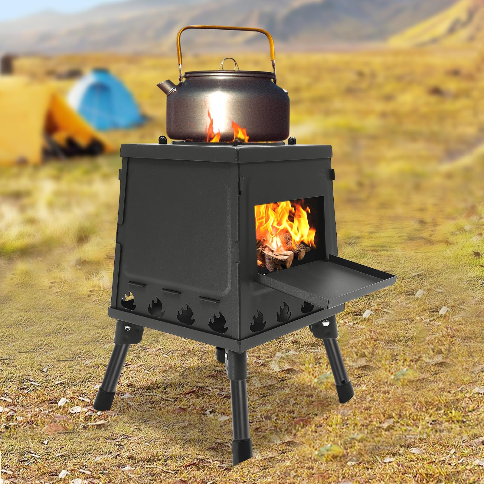 Holzofen Campingzelt Outdoor Zeltkocher Ofen Kocher Camping Zelt Herd Stove Campingkocher Zeltofen Rostfreier Stahl Tragbare Heizung Tragbarer FüR 