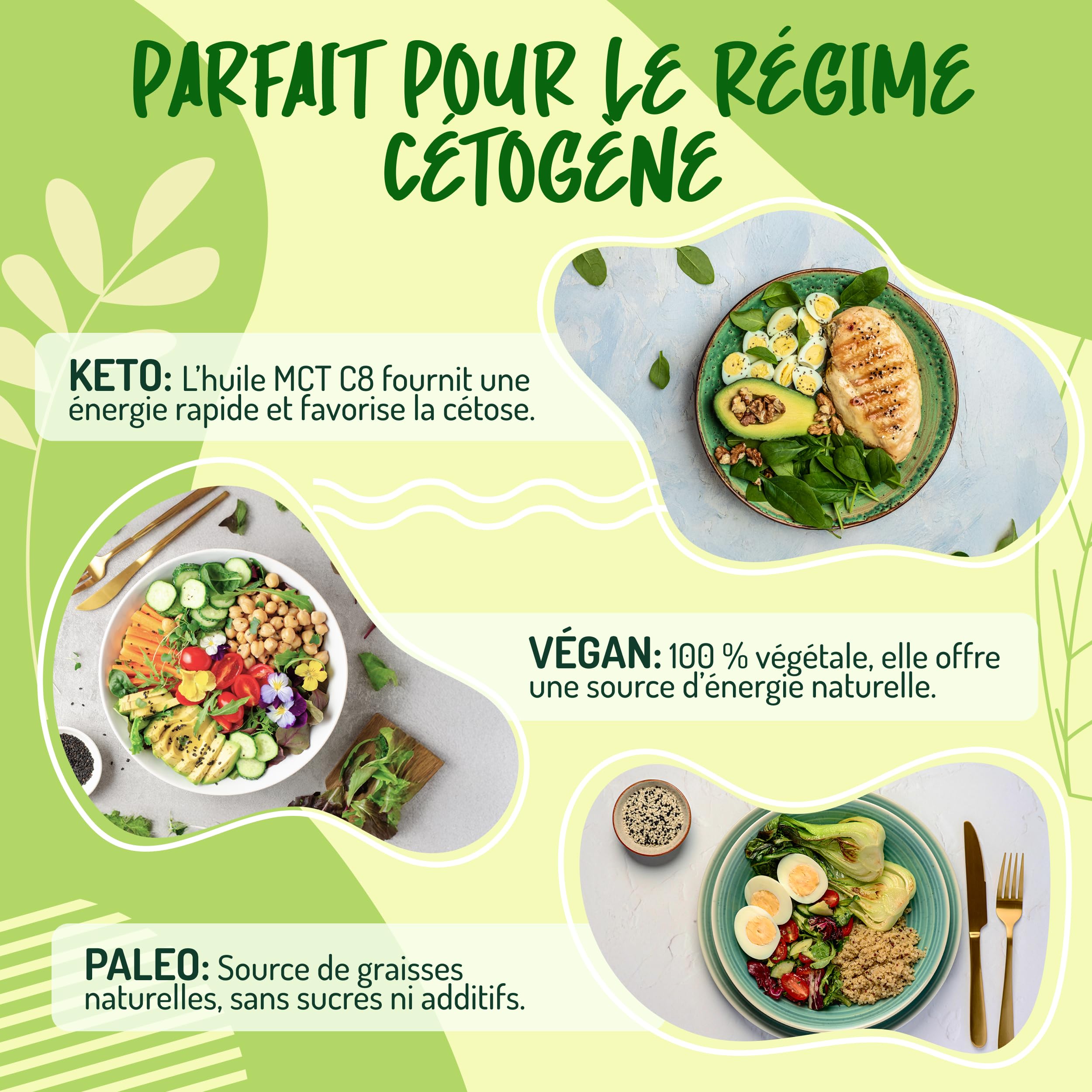 Huile MCT C8 Pure Biologique Pressée à Froid - 1LT. MCT Oil Commestibile Bio pour Keto Paleo ou pour Usage sur Corps et Cheveux. Huile Vegan et Végétarienne. - Bio Oil
