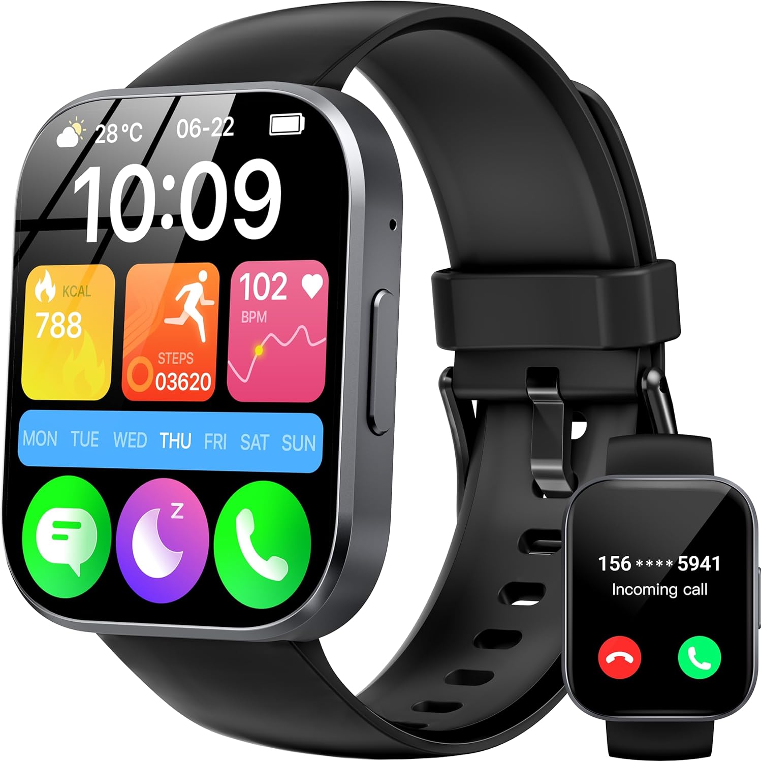 OUKITEL Smart Watch(Answer/Make Call), 1.91″ HD Smart Watches for Men Women, Fitness Tracker with Heart Rate Sleep SpO2 Monitor, IP68 Waterproof, 140+Sport Mode Fitness Watch for Android iOS