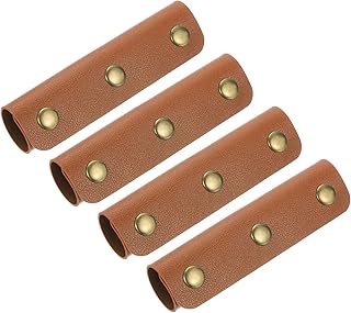 sourcing map 4 fundas para asas de bolso, fundas de piel sintética para asa de equipaje, protector de agarre de equipaje para bolso, maleta, color marrón claro