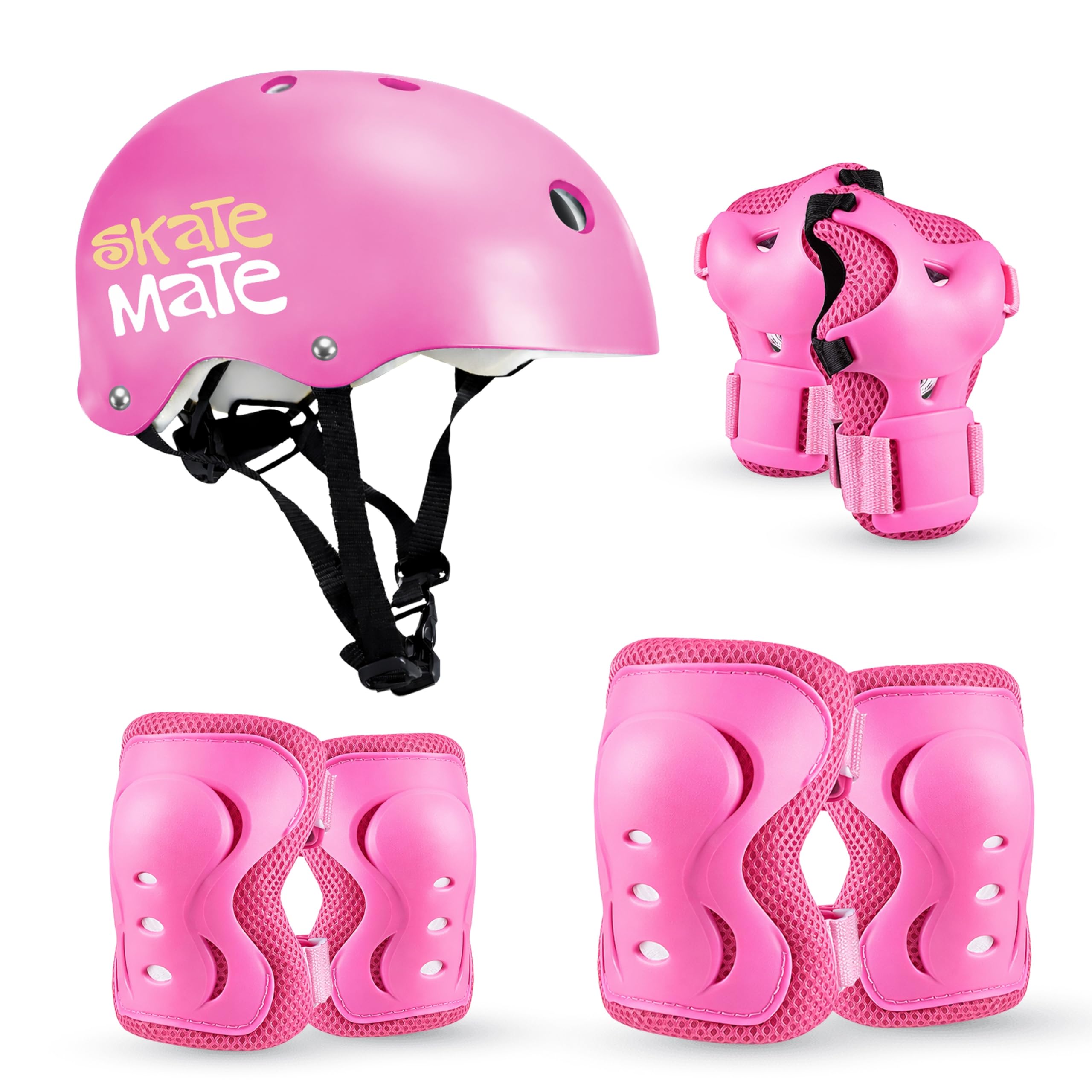 Jaspo Skate Mate Protective Skating Kit for Kids – Helmet with Adjuster, Knee Elbow Pads & Wrist Guards, Safety Gear Set for Skating, Cycling & Skateboarding (Pink, Medium)-image-11