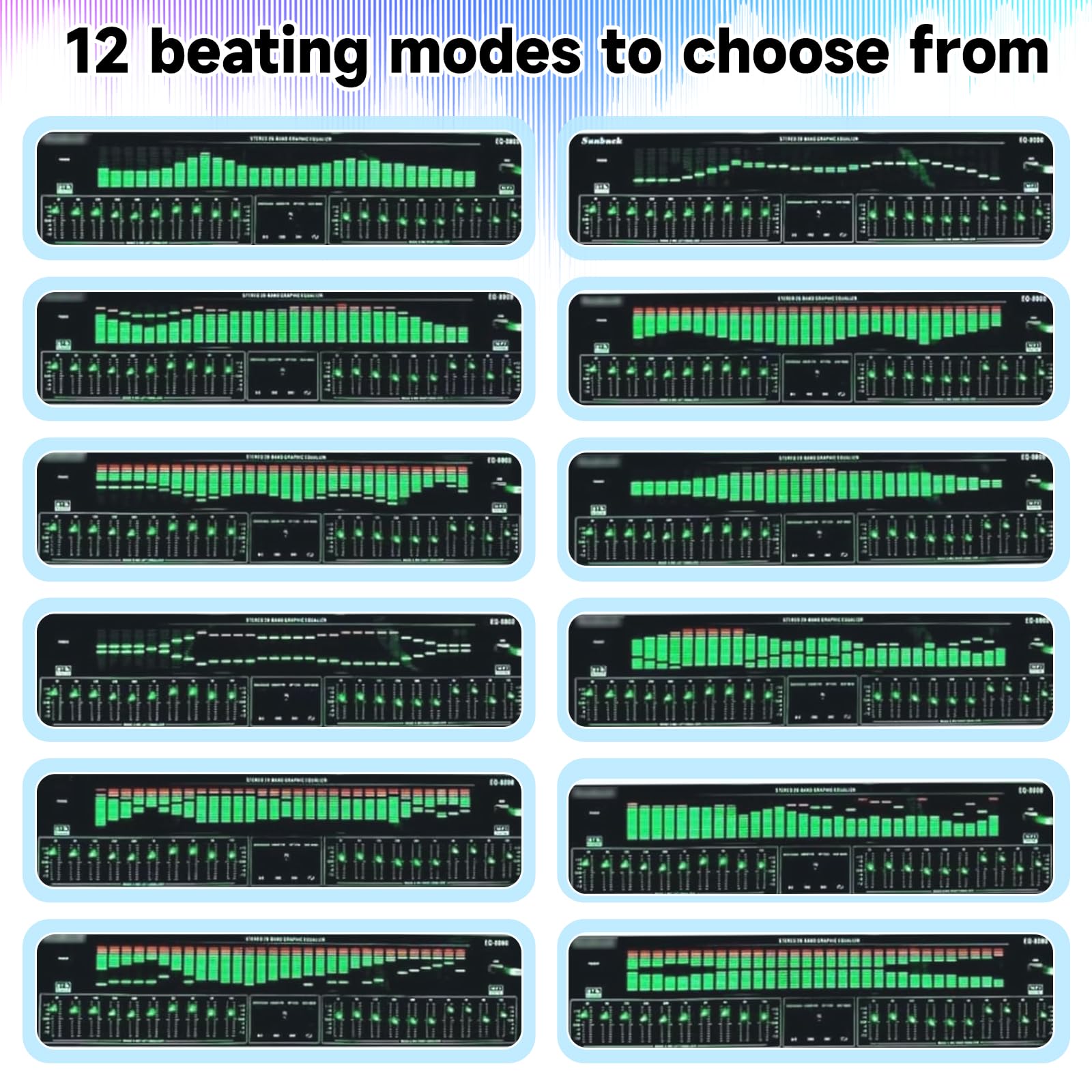 Ecualizador Digital 31 Bandas, Visualizador de Audio con Pantalla LED de Espectro, Ecualizador Gráfico Profesional con 31 Canales Dinámicos, Doble Control Sonido Independiente de 10 Bandas, Procesador