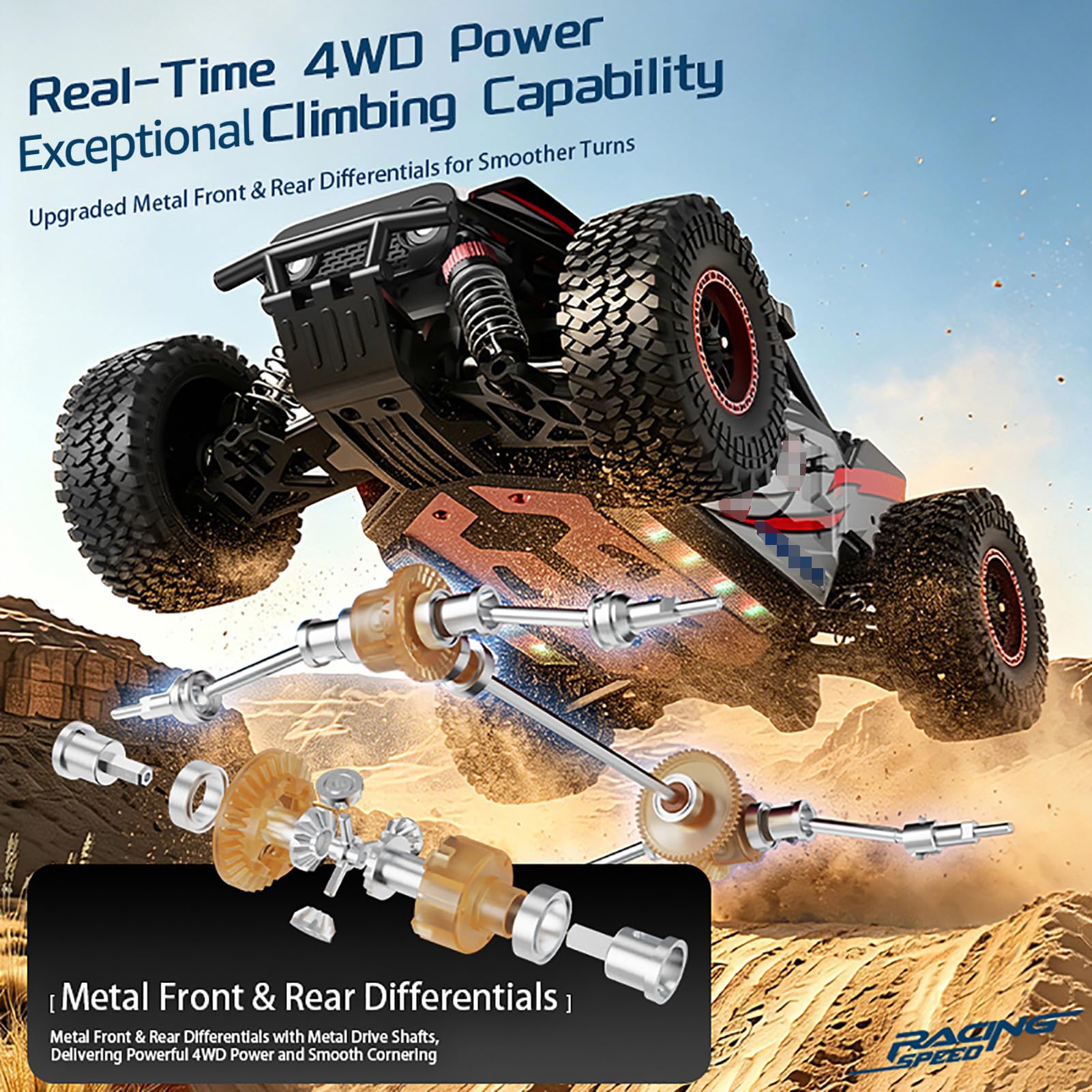 Auto fuoristrada RC 1/18, 70 km/h, 2,4 GHz, telecomando