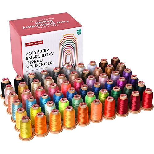 Richword Selected 800M 60 Colors Embroidery Thread, 40WT(108D/2) Polyester Thread Set for Embroidery and Sewing Machines, Suitable for Studio and Bulk Projects