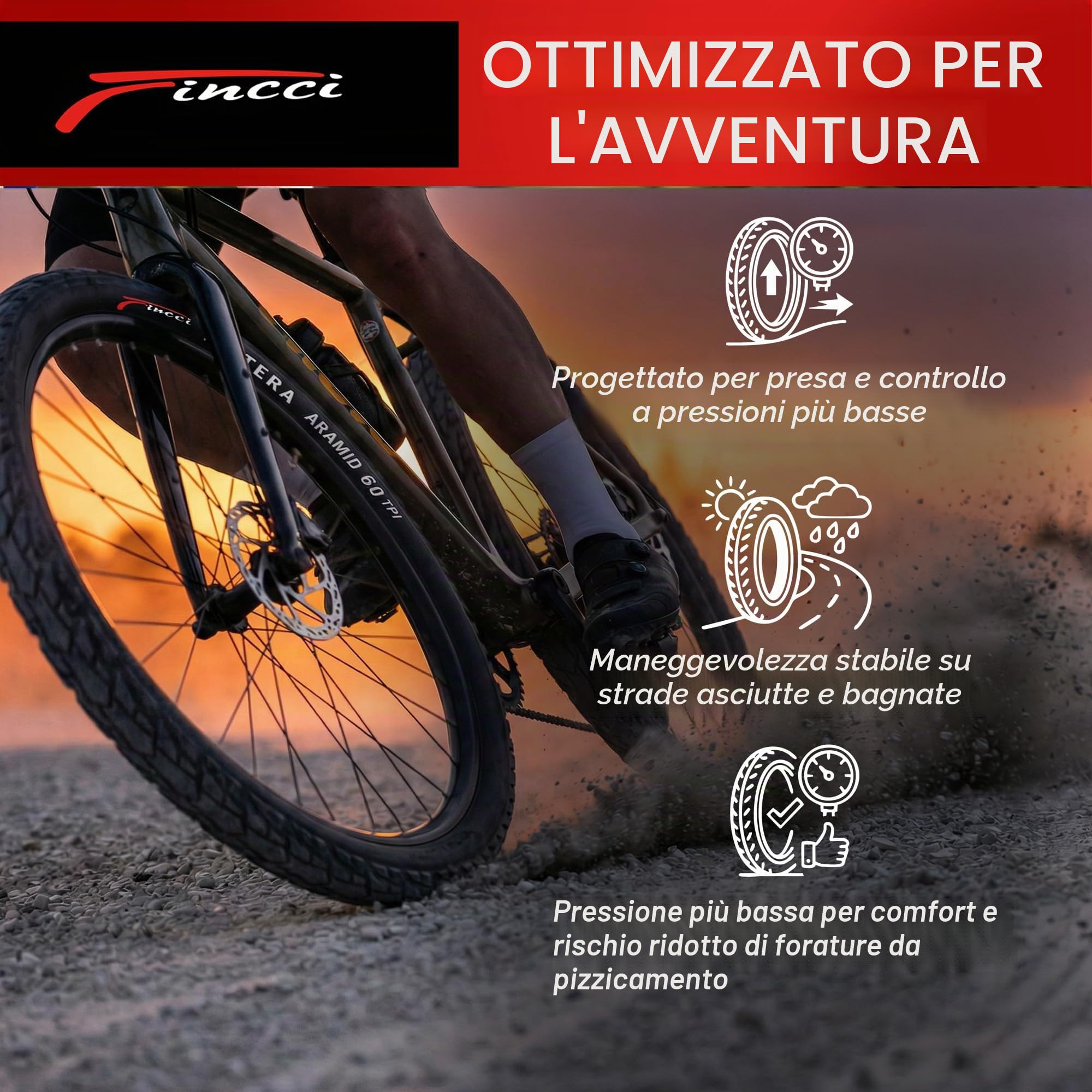 Fincci Copertoni 700x45 47-622 Pieghevole 60 TPI con Protezione Antipuntura | Copertoni 47-622 con Carcassa 60 TPI e Protezione in Aramide da 1 mm per Copertoni Bici 28 - Set da 2