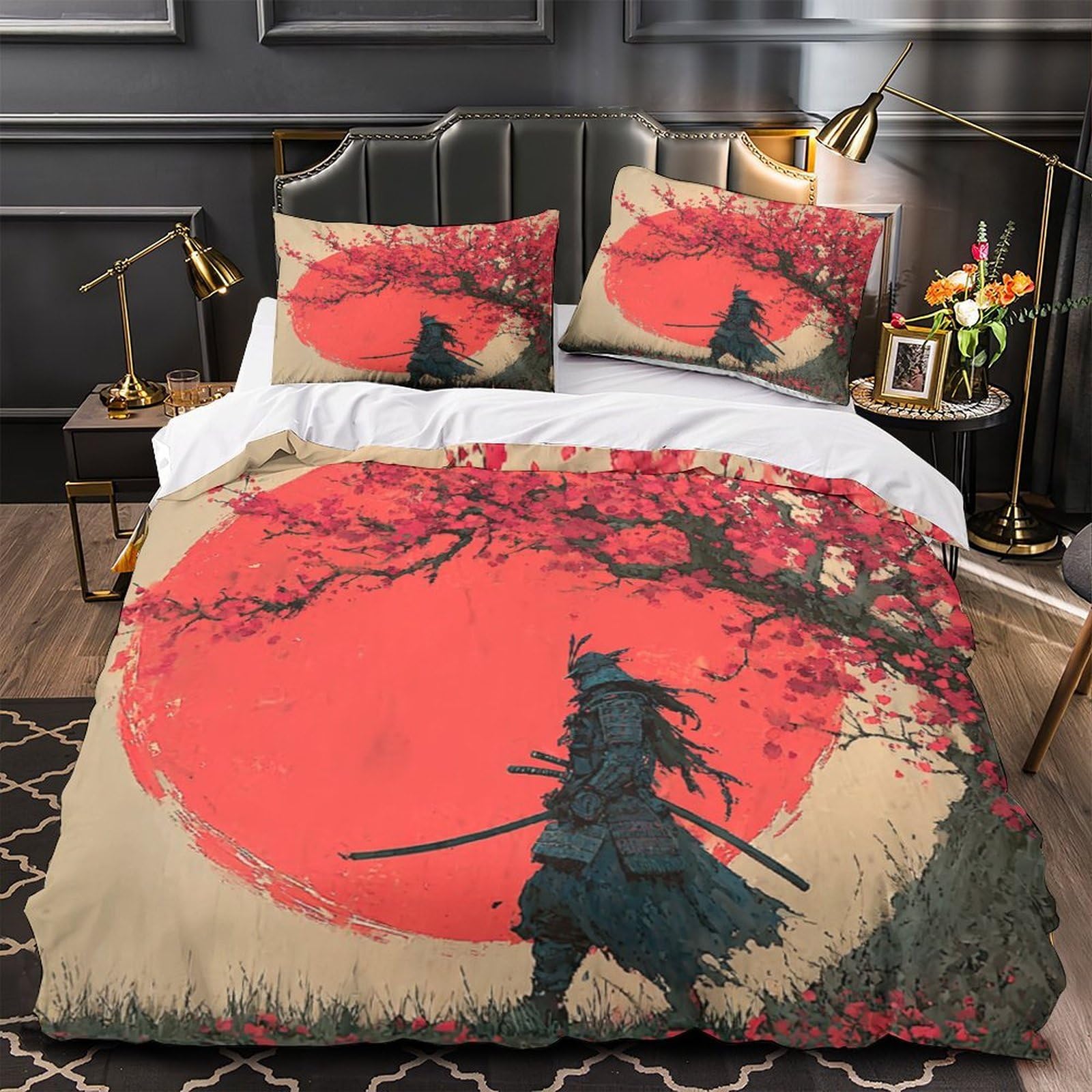 Housse de couette samouraï pour chambre d'ado style manga japonais