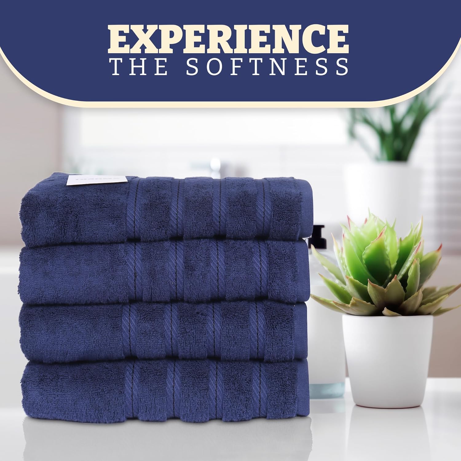 Premium, Set of 4, Extra Large, 100% Cotton, Bath Towels, 30 x 60 inches, Very Soft, Quick-Dry, Lightweight, 600GSM