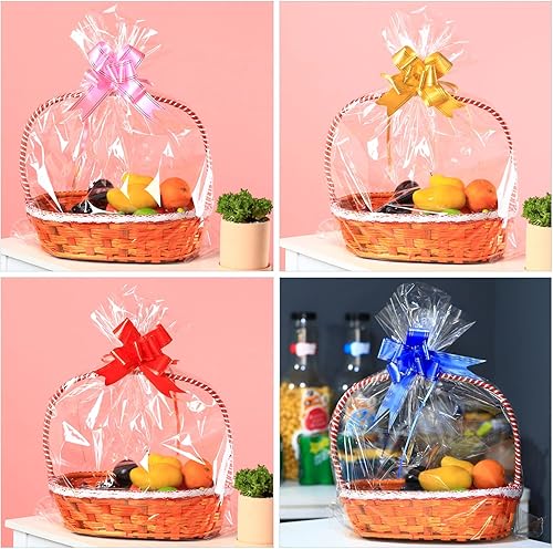 Miniatura 5 de UltraOutlet Paquete de 100 bolsas de celofán grandes de 24 x 30 pulgadas, bolsas de regalo transparentes de 2.3 mil para cesta de frutas, envoltura