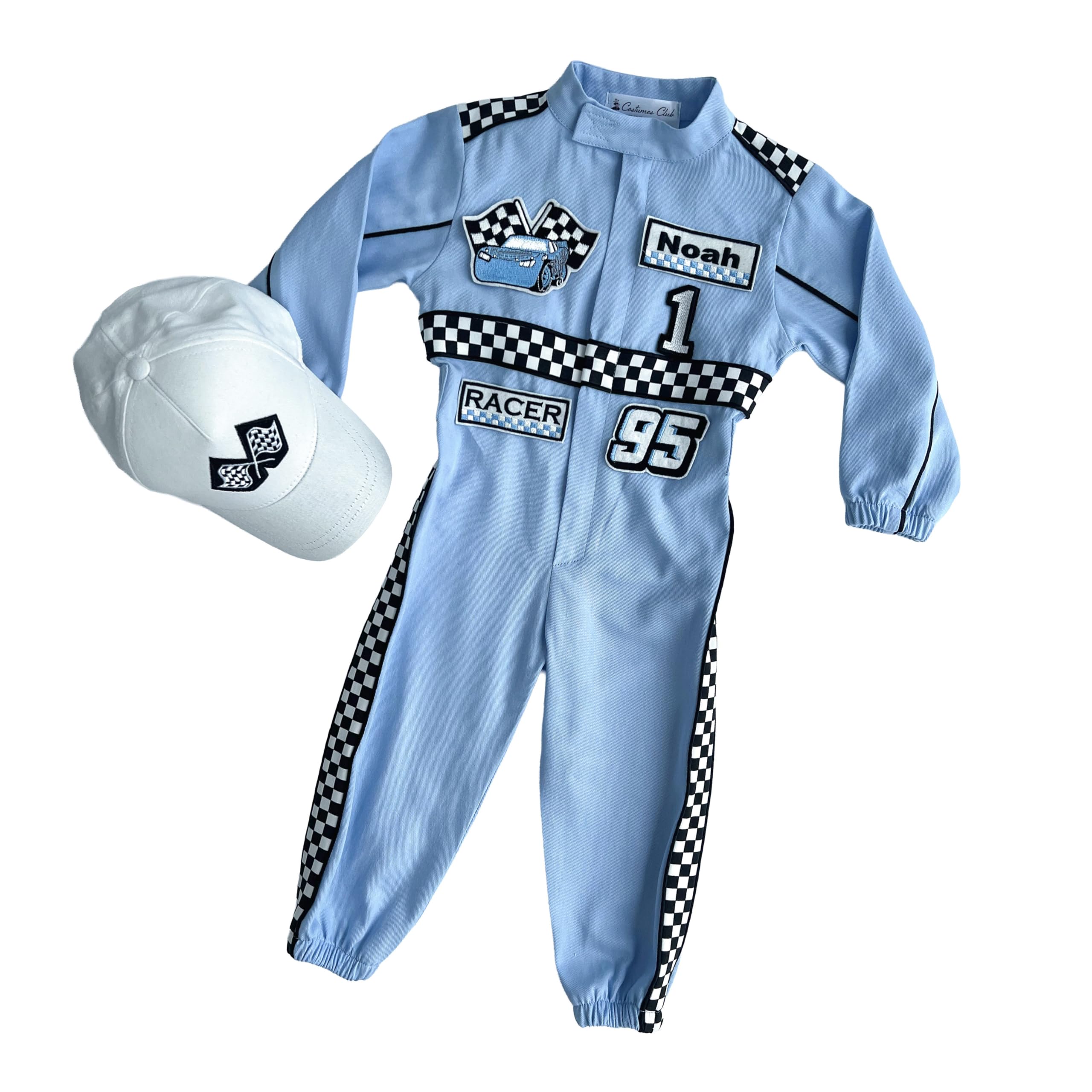 Costumes Club Personalized Handmade Race Car Driver Costume for Toddlers (3T, Pure Baby Blue) — image 1