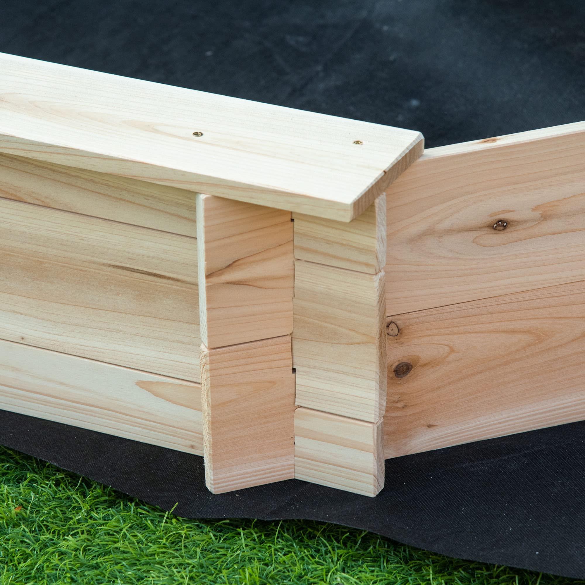 Outsunny Bac à sable en bois massif, octogonal, 140x140x21,5cm, 4 bancs avec bâche de couverture et sol non tissé, protection UV, facile à installer, jeux extérieur pour jardin, maison, plage, naturel