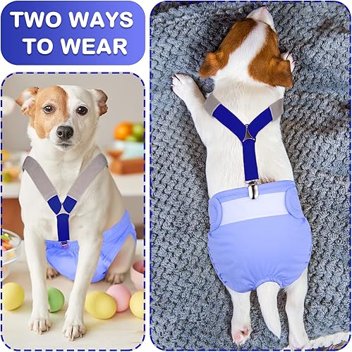 Miniatura 6 de 2 piezas de tirantes de pañales para perro, bandas para el vientre, arnés canino para mantener el pañal en tu perro para perros pequeños, medianos y