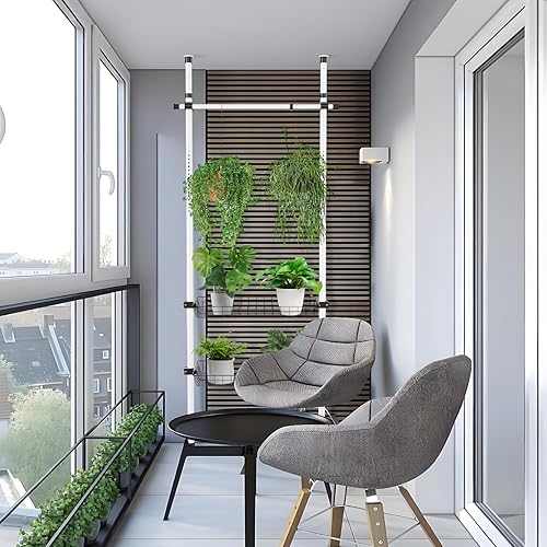 Miniatura 7 de Yuanjimi Perchero para ropa, perchero ajustable para ropa, armario montado en tensión, acero al carbono, 2 cestas 1 varilla, blanco + negro