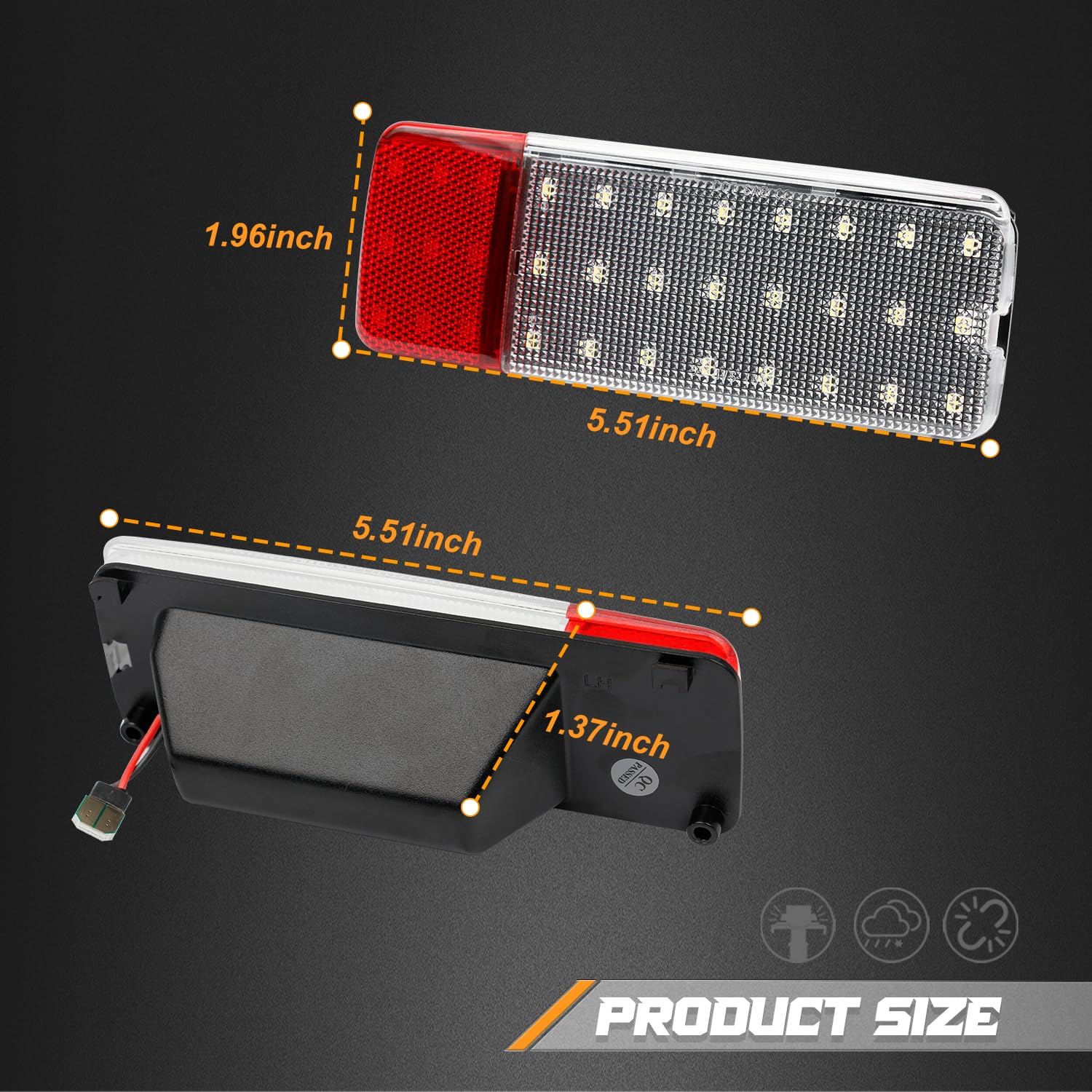 HERCOO Interior Door Light LED Door Panel Courtesy Lights Assembly Compatible with Ford Bronco F150 F250 1992-1996, F350 1992-1997, Full LED Car Interior Door Lamp - White & Red