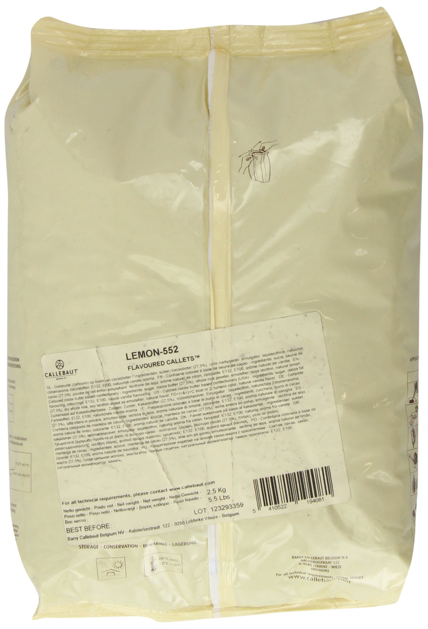 Callebaut pepitas de Chocolate de Limón (lemon callets) 2.5kg