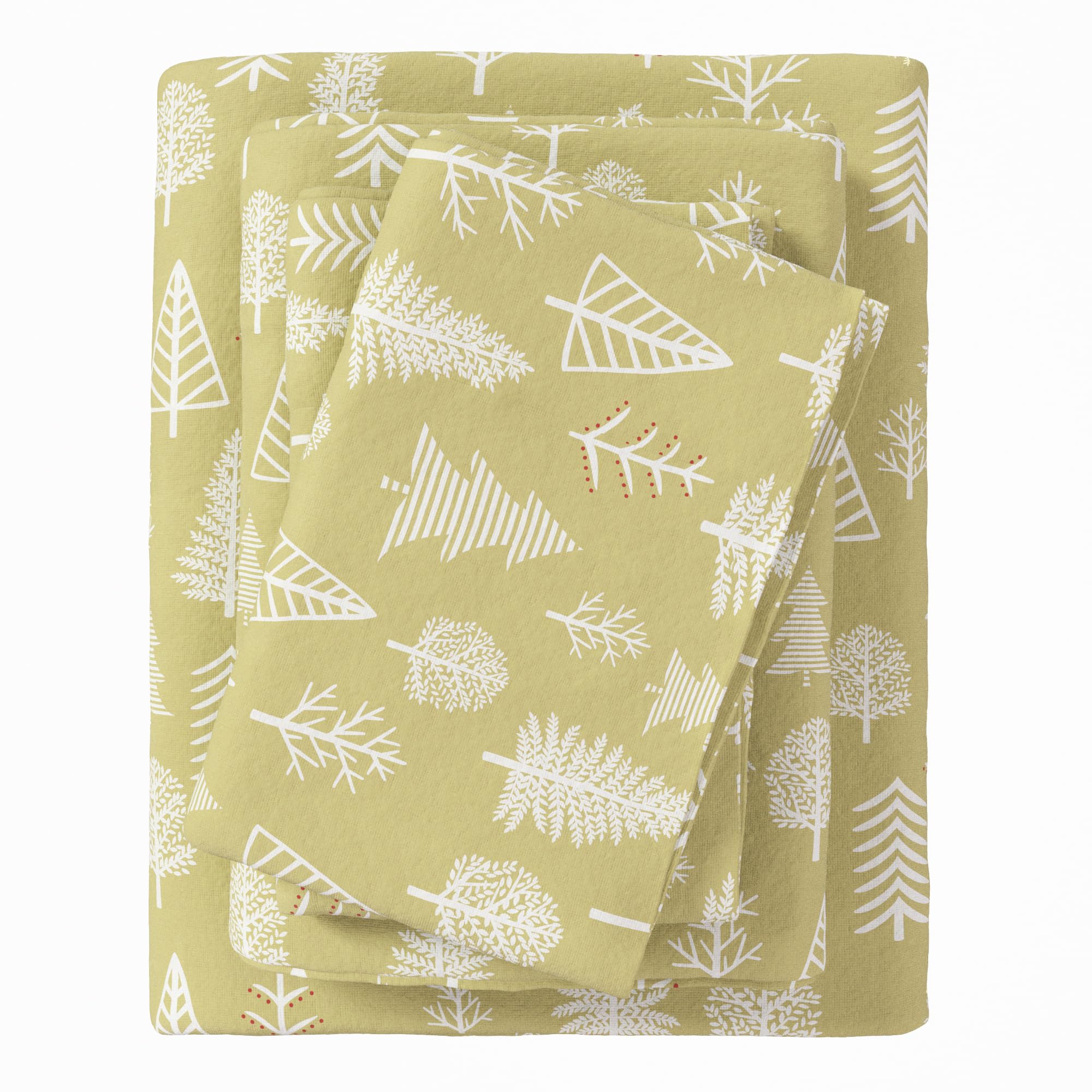 Great Bay Home 100% Turkish Cotton Cal King Winter Lodge Flannel Sheet Set | Deep Pocket, Soft Sheets — image 1