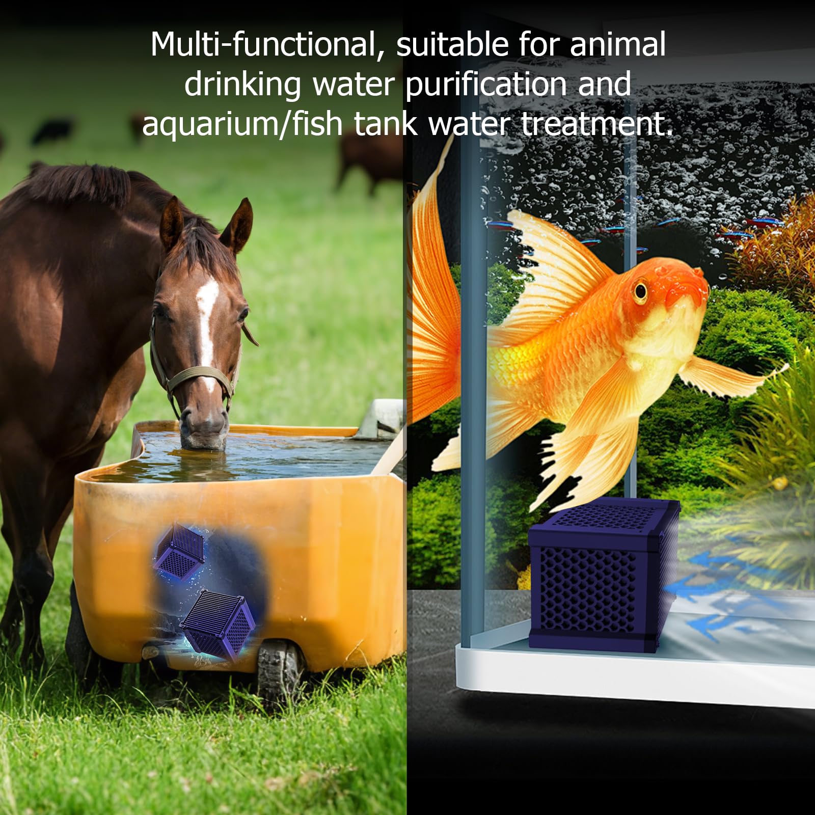 Eco-Aquarium Cube purificateur d'eau, cube filtre à charbon actif 2025, filtration super forte pour aquarium, aquarium, bac à chevaux et étangs | Bloc purificateur en nid d'abeille