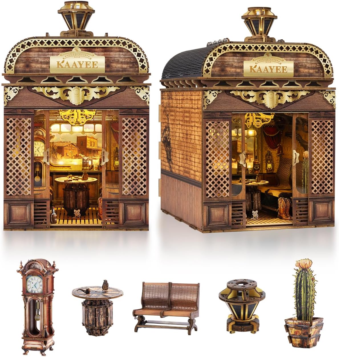 Book Nook Kit - Retro Train, 394 PCS DIY Miniature House 3D Wooden Puzzles for Adults, Dollhouse Tiny Booknook Bookshelf Decor, Stress Relief Craft for Enthusiasts and Craft Lovers Family & Friends