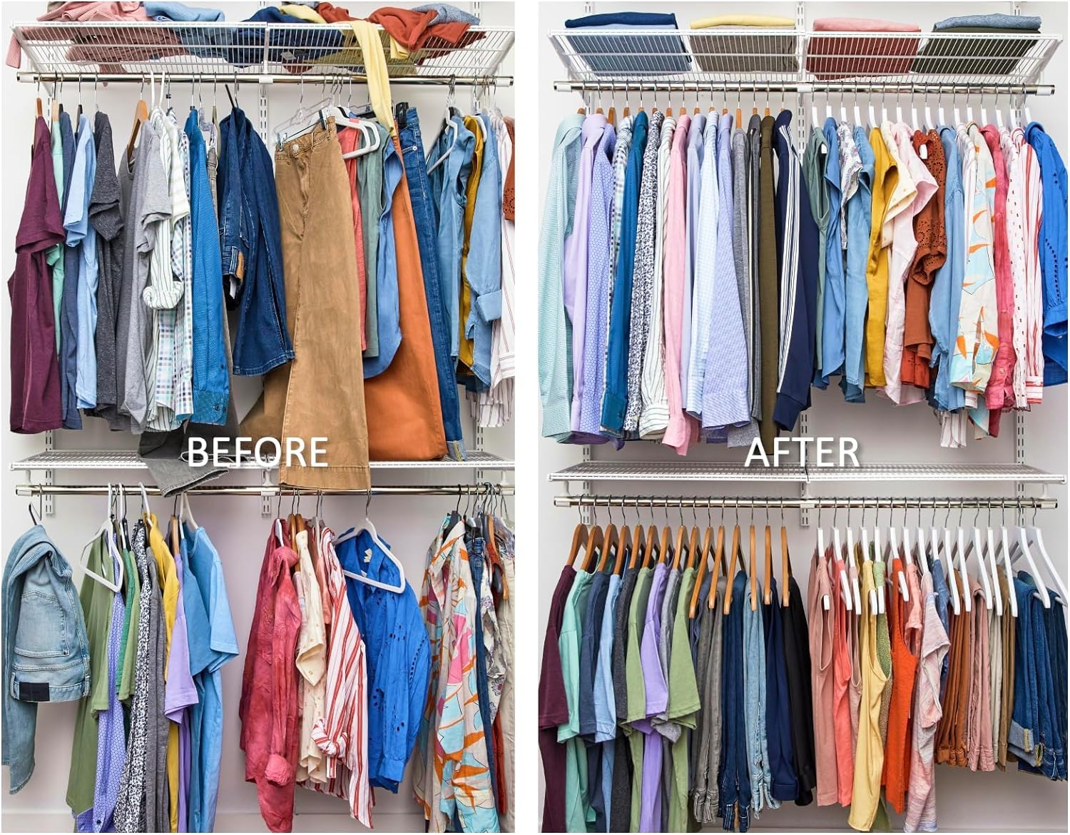 Cinta espaciadora para perchas, espaciador, divisor de ropa, organizador de armario, espacios perfectos y ropa para adultos, adolescentes y niños, 6 pies para organizar 102 artículos