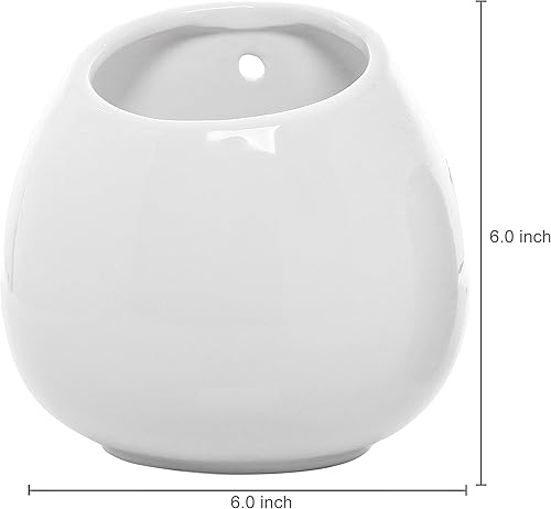 Miniatura 3 de MyGift Jarrón de cerámica blanca de 6 pulgadas, para colgar o de escritorio, suculenta cadena de perlas, cactus para interiores, juego de 2