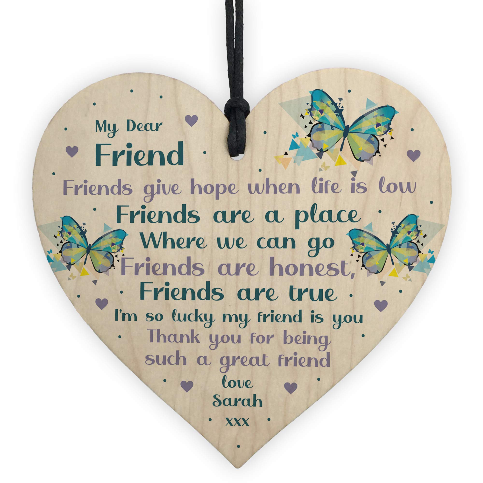 Best Friend Plaque Friendship Sign Personalised Heart Birthday Christmas Thank You