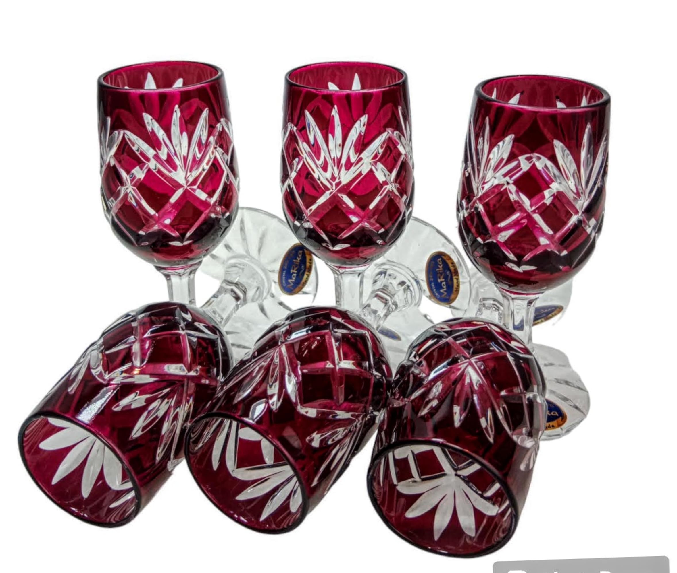 Verres à vodka en cristal MaRika rouge rubis faits main d'exception