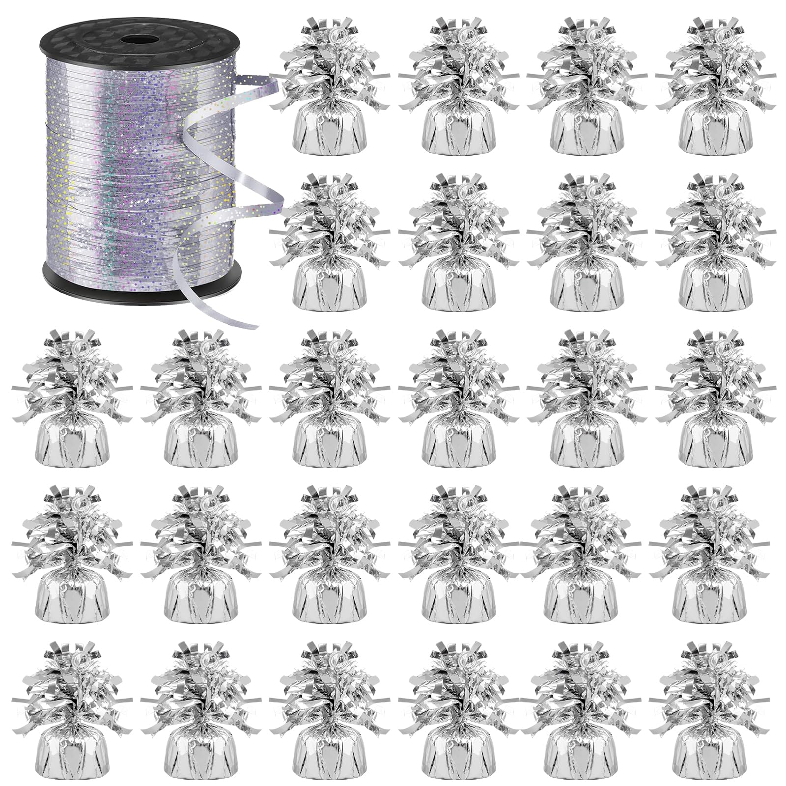 Lot De 24 Poids Pour Ballons Hélium - Pendentifs Magnétiques Blancs Ronds - Pour Centres De Table Anniversaire, Mariage, Noël - 3