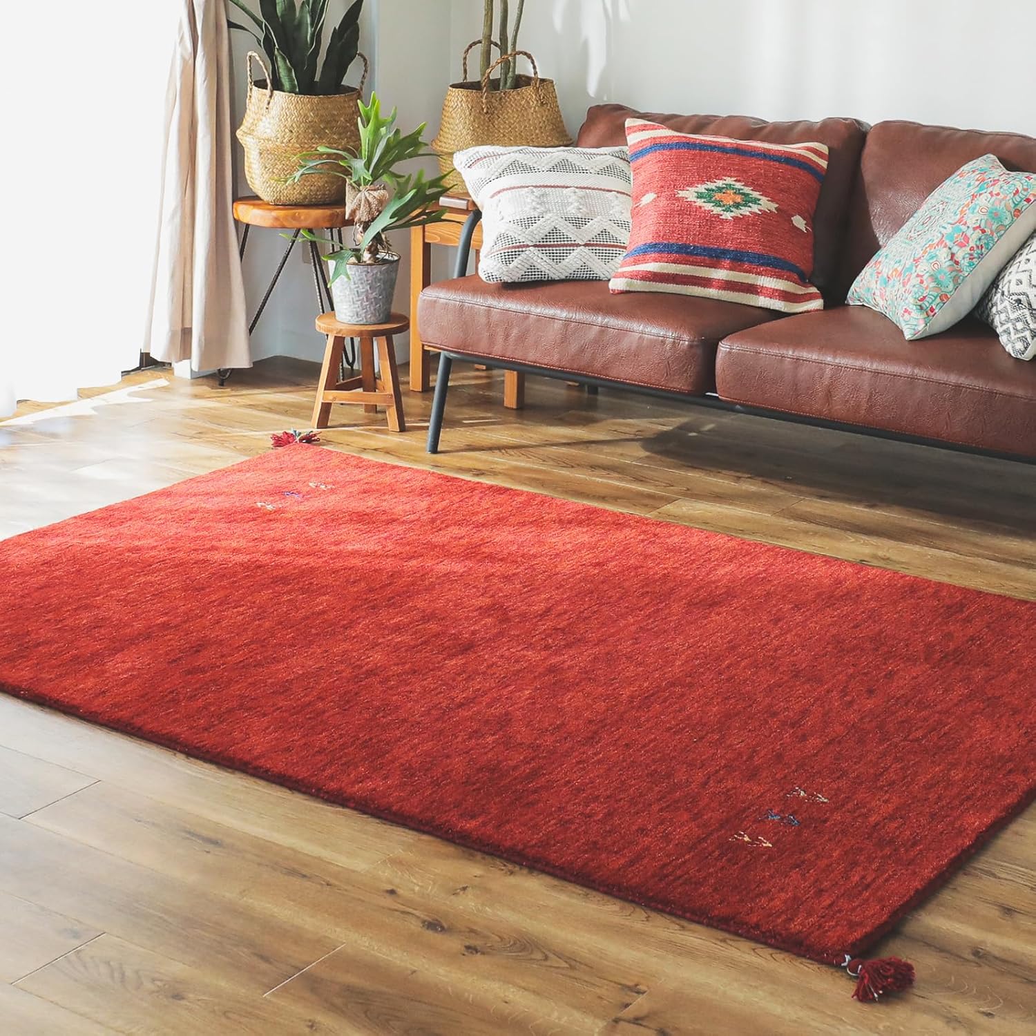 週末限定】ギャッベ ラグ ウール100% 160×230 手織り 絨毯 高級感 週末