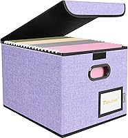 Vista 31 de Caja organizadora de archivos BALEINE con tapa, organizador de carpetas de archivos plegable con deslizador de plástico, caja de carpetas