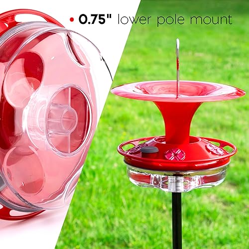 Miniatura 4 de Roamwild Comedero colgante para colibríes para exteriores con tecnología de doble protección de foso, 5 estaciones de alimentación con puerto de