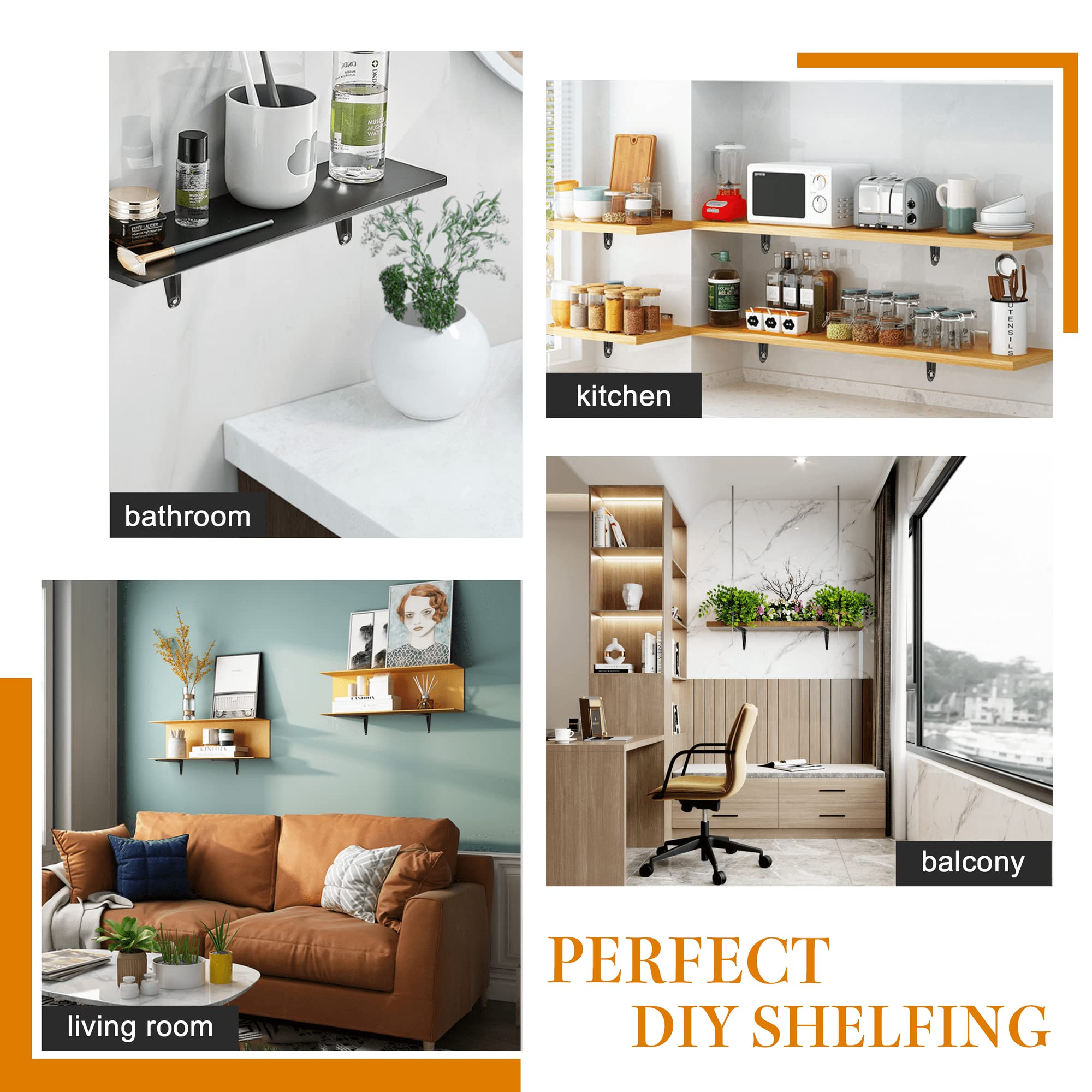 Staffa Angolare Per Mensole - Supporto Metallico Da Parete 200x125 Mm - Fino A 320 Kg - Ideale Per Scaffalature Casa E Ufficio