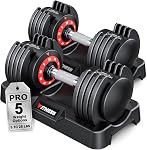 Rendpas Adjustable Dumbbell, 5-in-1/10-in-1, 25–55 lb Options, Quick-Lock Free Weights for Home Gym, Anti-Slip Handle, Single or Pair for Men & Women
