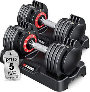 Rendpas Adjustable Dumbbells Set of 2, 5-in-1/10-in-1/16-in-1 Quick-Lock Hand Weights 25/55/80 lbs Pair, Anti-Slip Handle Free Weights Set for Home Gym Strength Training for Men Women