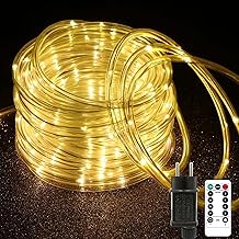Auting 20M 200 led Lichtschlauch Warmweiß, Led Lichterkette außen mit Timer, 8 Modi und Helligkeit dimmbar mit Fernbedienung,Wasserdicht, Ideal für Aussen, Weihnachtsbeleuchtung, Deko, Party