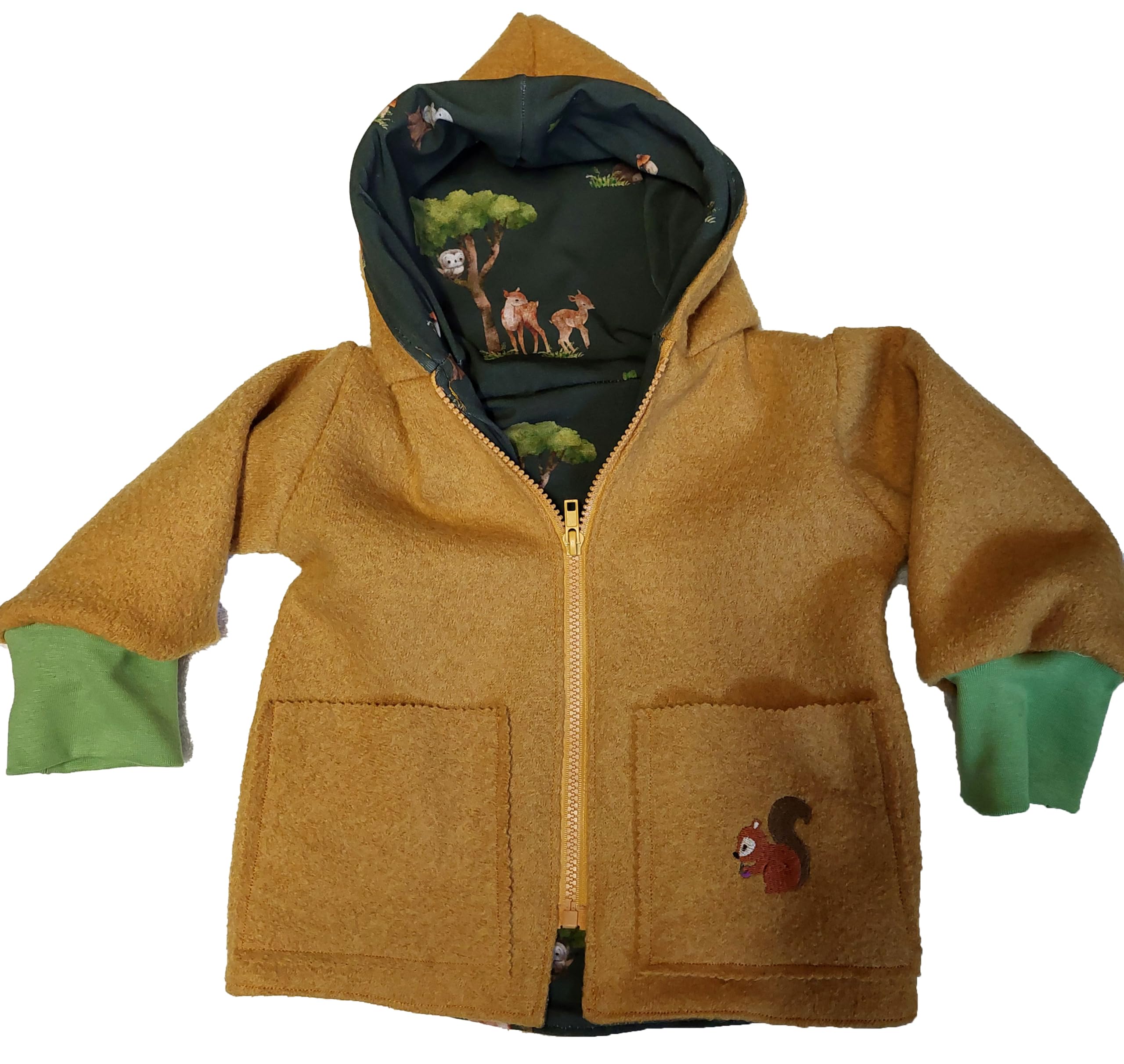 Generisch Wollwalkjacke Zipfeljacke Wendejacke Waldtiere Baby Kinder