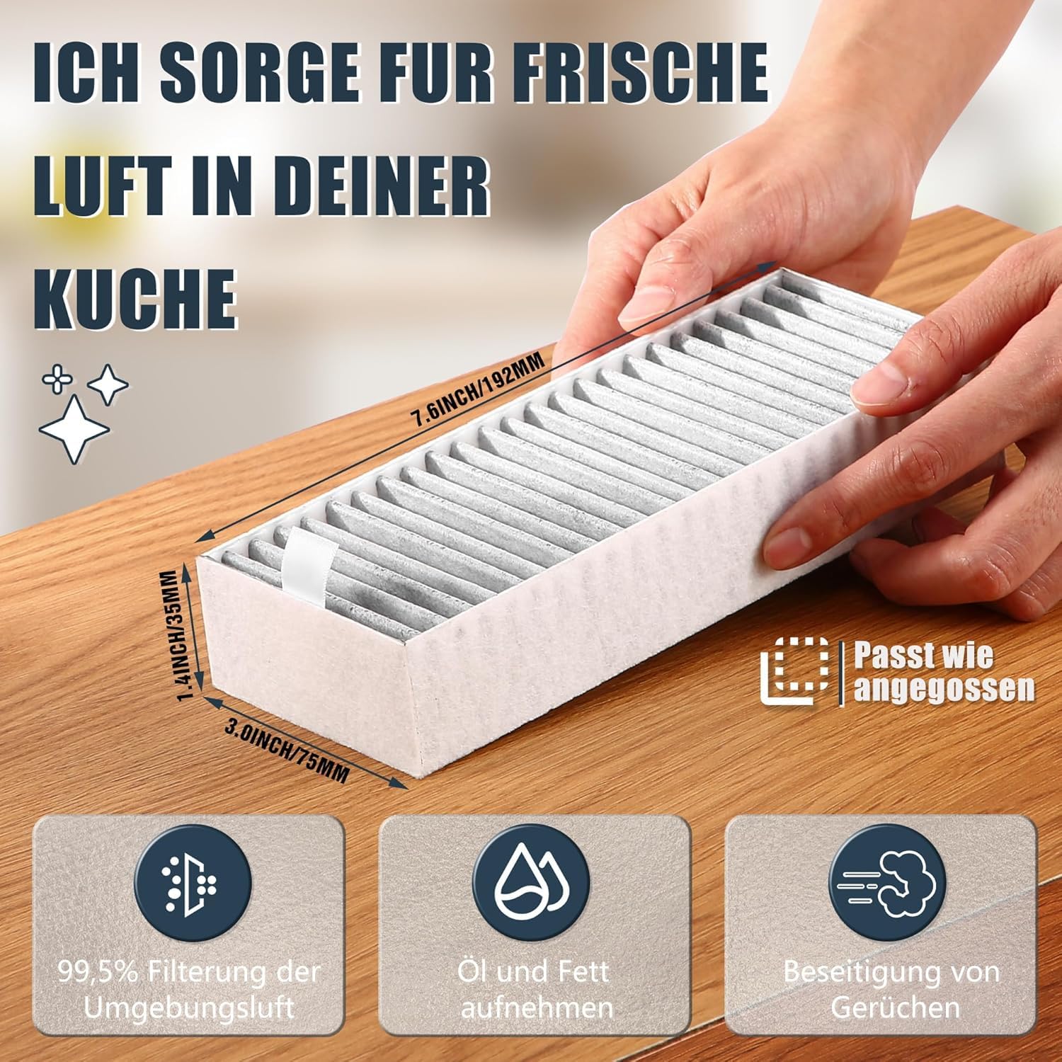 Idong 4 Pezzi Filtro a Carbone Attivo, Filtro di Ricambio Cappa Aspirante Adatto per Siemens HZ9VRCR0 Bosch HEZ9VRCR0 Neff Z821VR0 Gaggenau CA282111 Constructa CZ9VRCR0 (192 x 75 x 35 mm)