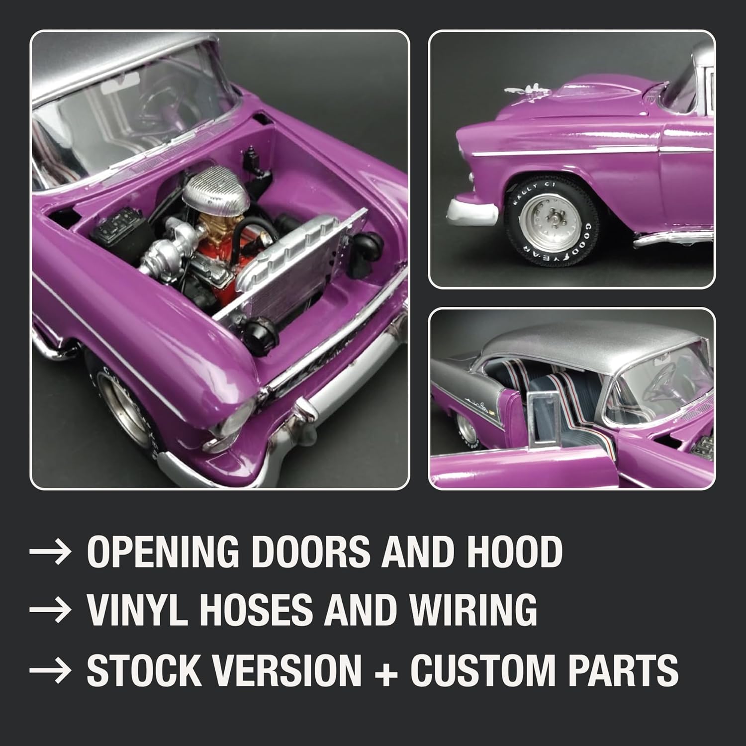 AMT 1955 Chevy Bel Air Hardtop 1:16 Scale Model Kit - Image 3