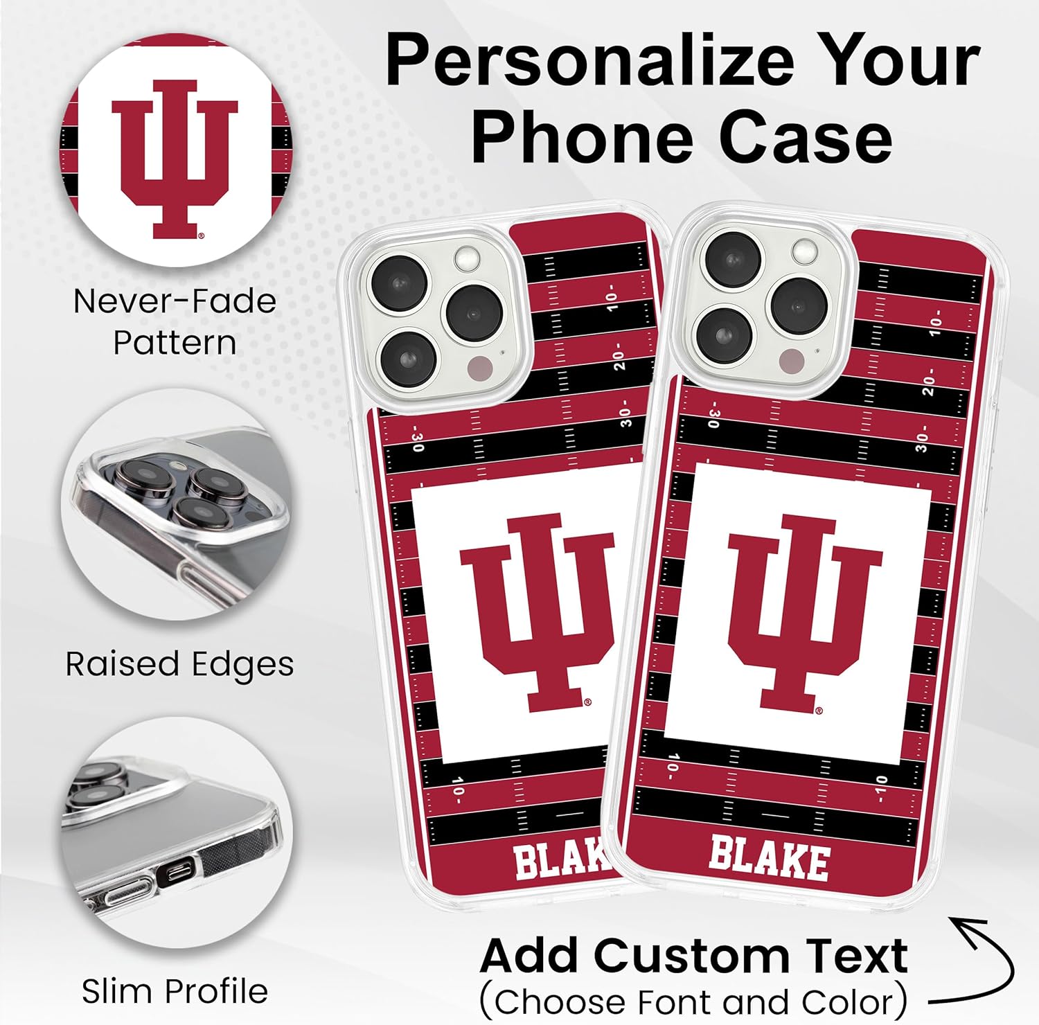 Affinity Bands Indiana Hoosiers HD Custom Name Phone Case Compatible with MagSafe Apple iPhone 16 Plus (Stripe)
