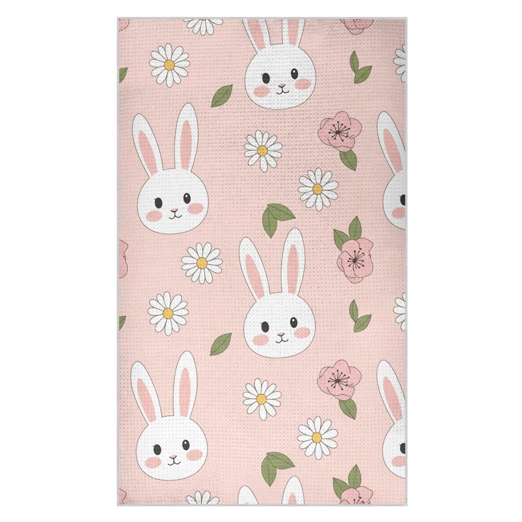 Kutsu Bunny Waffle Weave Kitchen Towels Absorbent Quick Drying Dish Towels for Kitchen, Decorative Tea Towel, 18x30 in