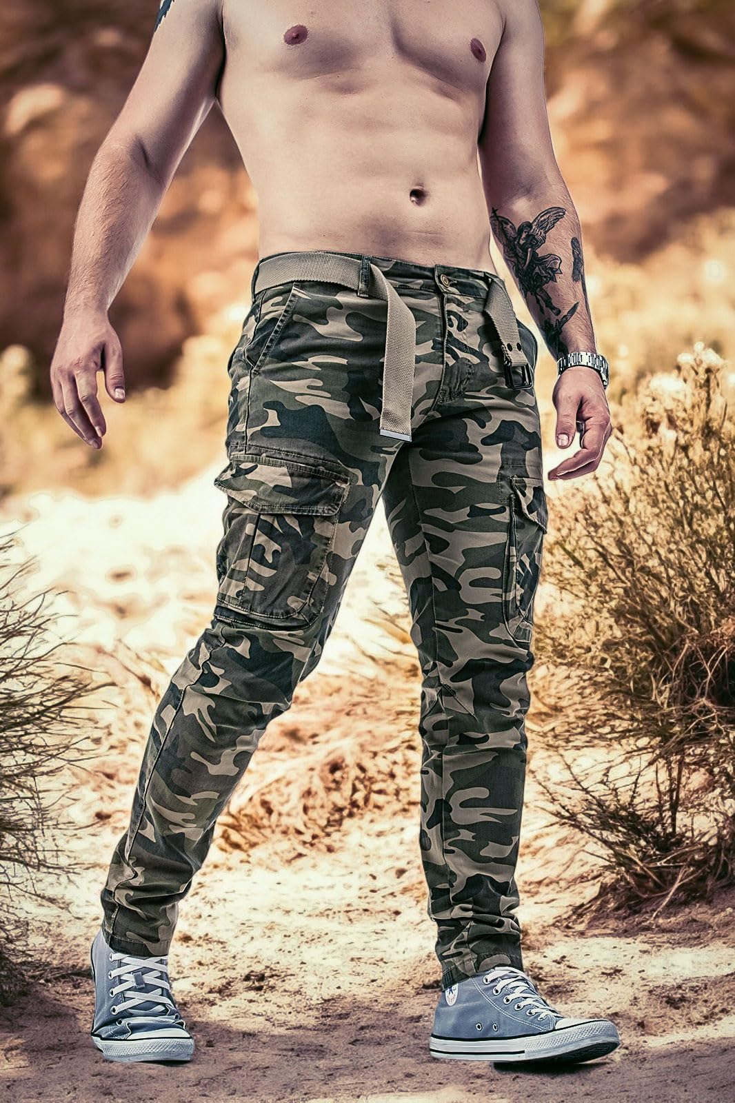 Instinct I Pantaloni Cargo Uomo Tattici Militari Mimetici con Tasche Laterali, per Caccia, Escursionismo E Addestramento S9