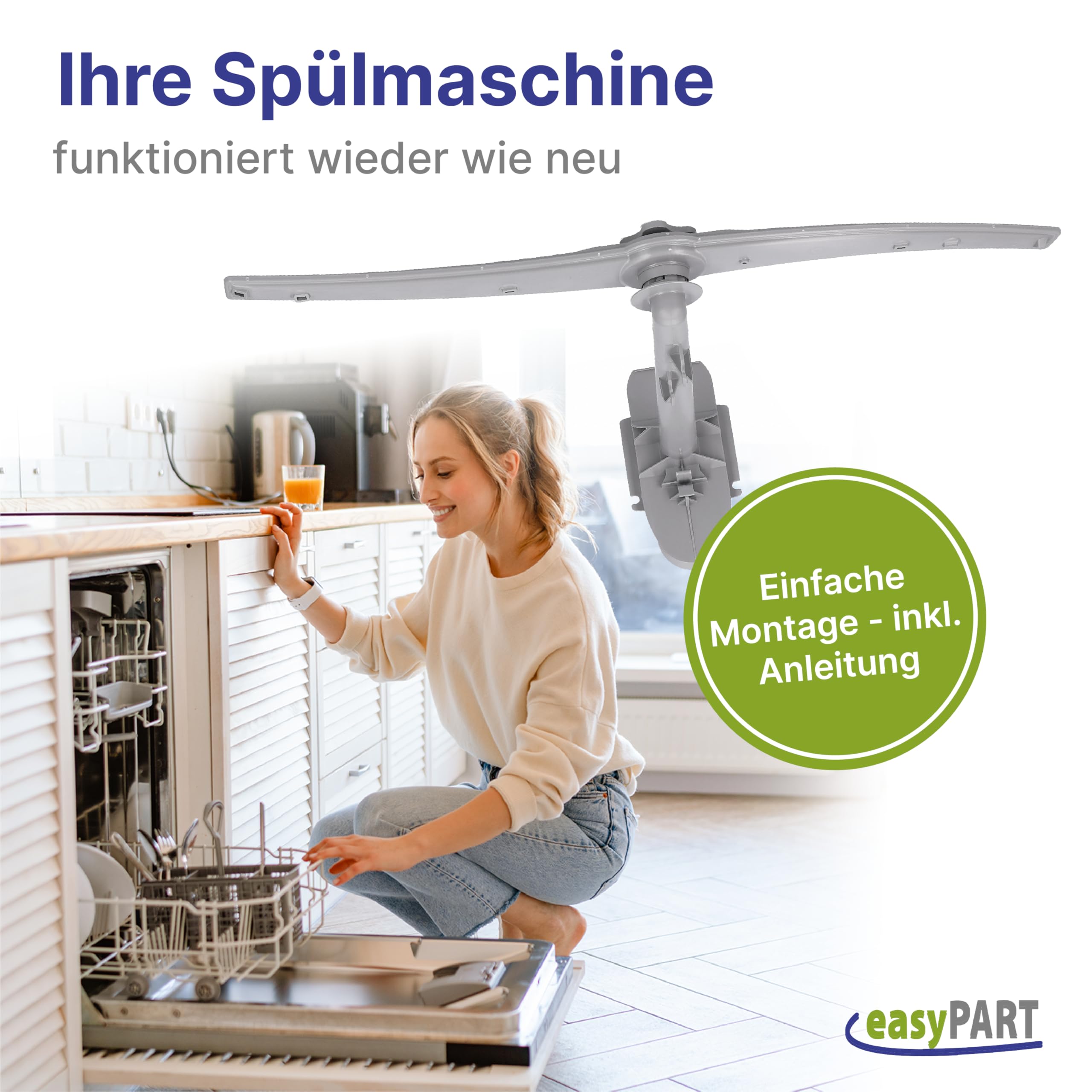easyPART Kompatibel/Ersatz für BOSCH 11012631 Sprüharm oben aus Kunststoff mit Sprüharmrohr Spülmaschine Geschirrspüler Geschirrspülerarm Siemens Balay Constructa Koenic Neff