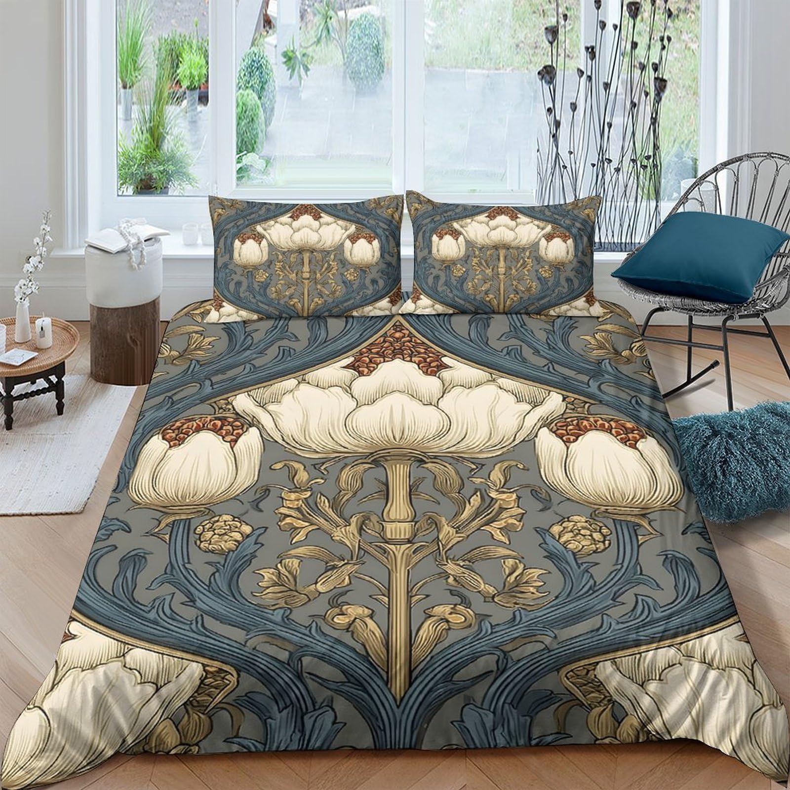 Housse de couette lotus en microfibre 200x200 cm avec fermeture invisible pour lit double