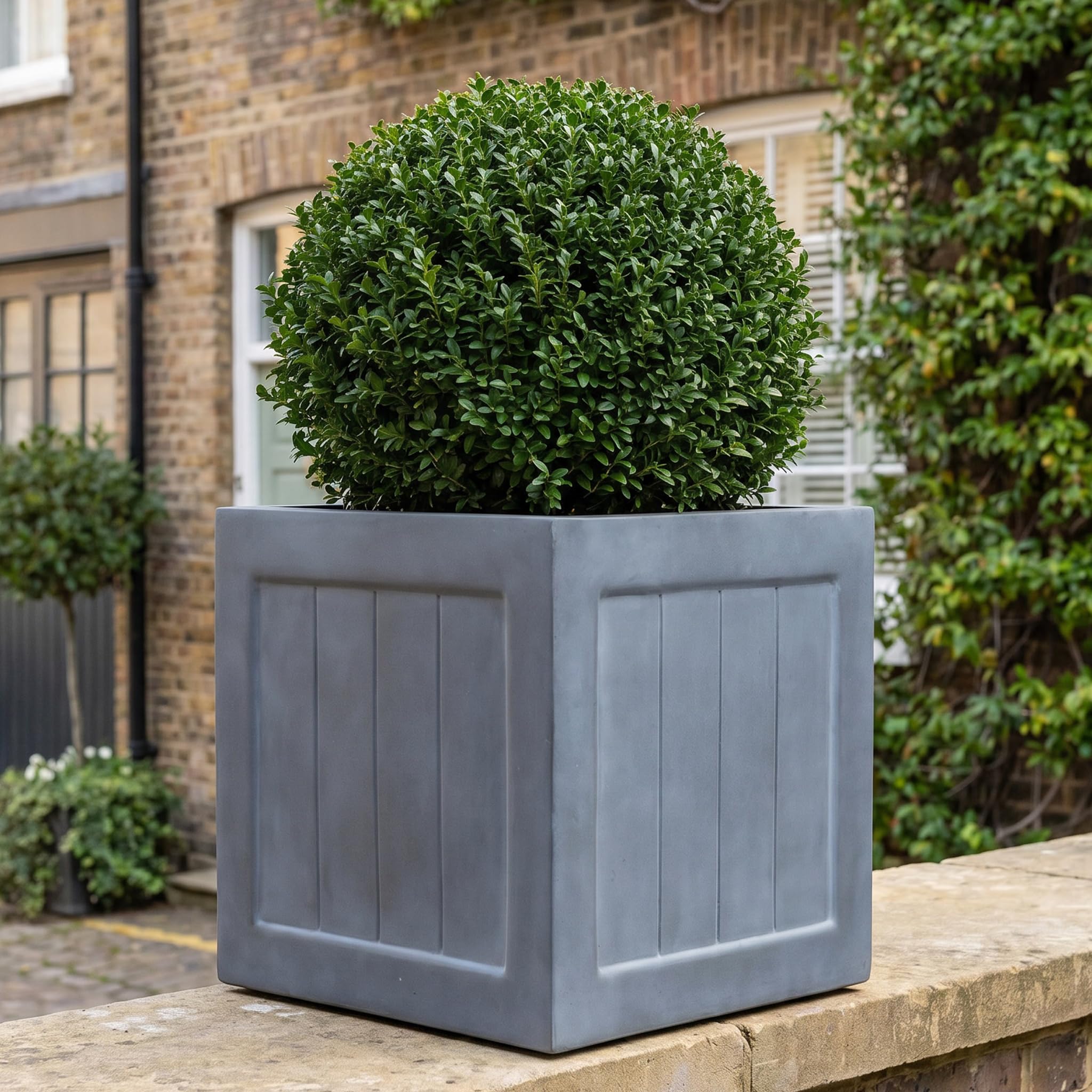 IDEALIST Plant Pots 30cm Plant Pot Grey Reinforced Stone Square Planter 27L