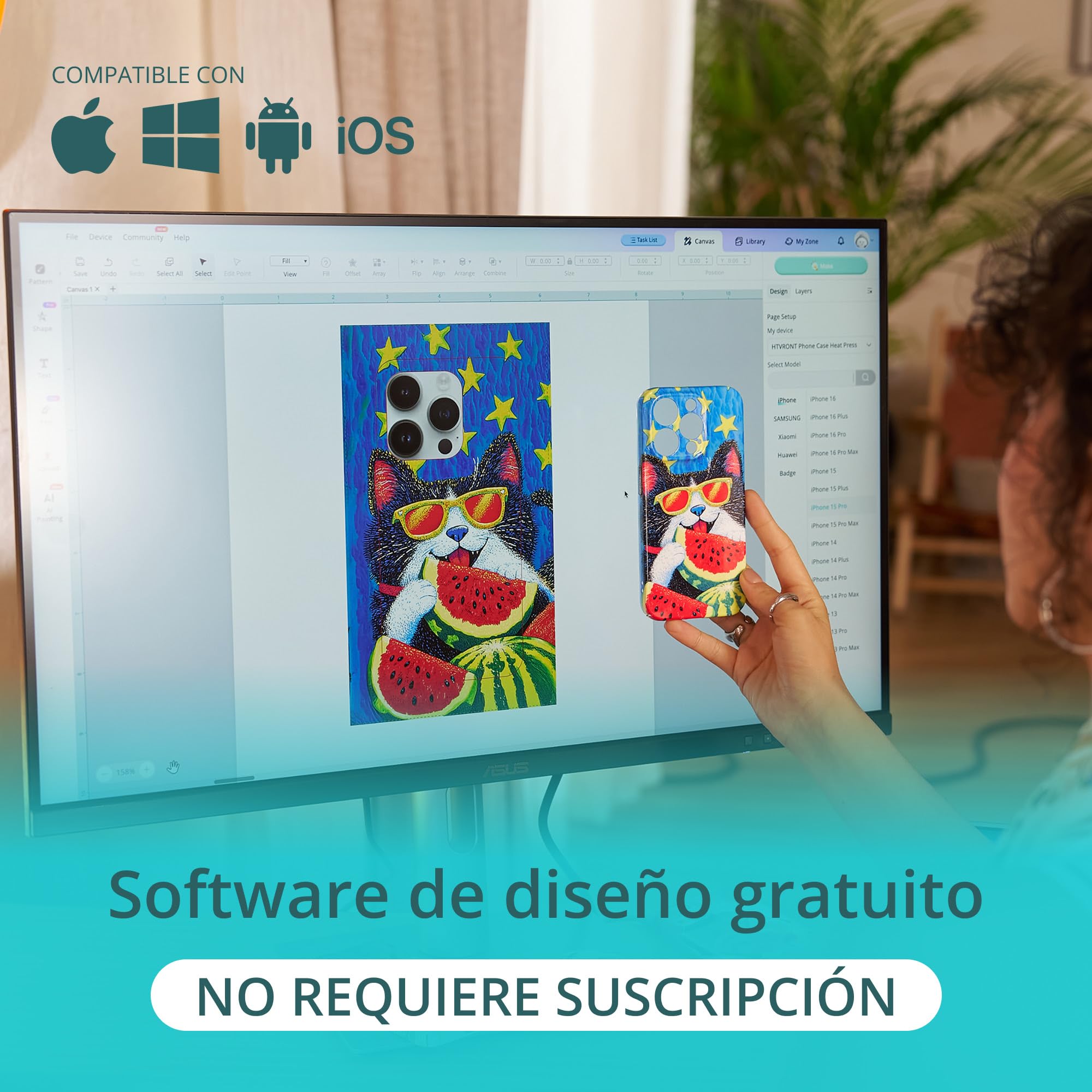 LOKLiK Prensa de calor para fundas de teléfono, insignias, montañas y más personalizadas - Tecnología vacía para diseño envolvente vibratorio - Phone Case Heat Press - Compatible con iPhone y Android